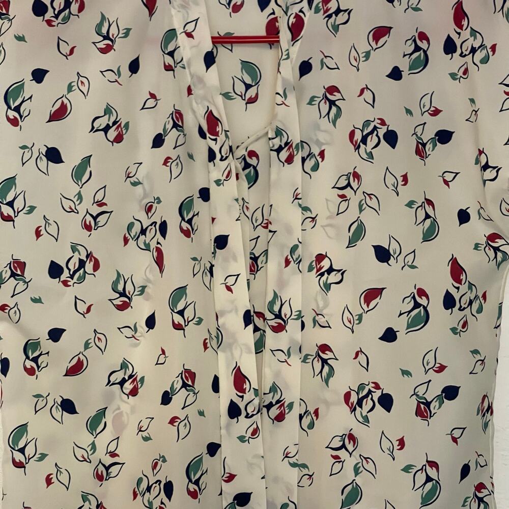 VTG Levi Strauss & Co Polyester Blouse Top W Tie Leaf Pattern Retro 70s 80s - Picture 3 of 9